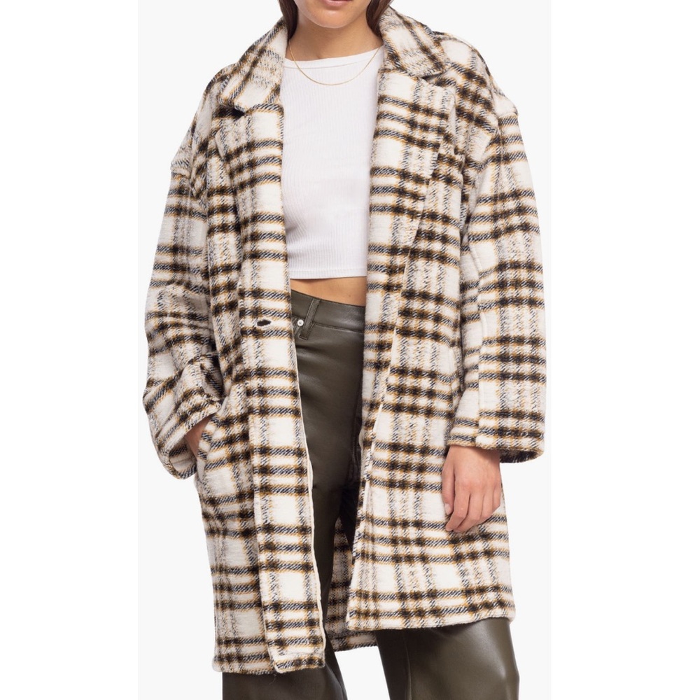 New — BLANKNYC Plaid Lightweight Teddy Coat — Size Medium